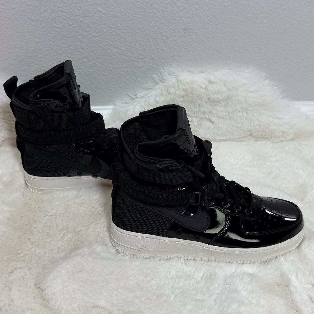 Nike SF Ruby Rose Air Force 1 Black Patent Leather High-Top Sneakers, Size 9.5